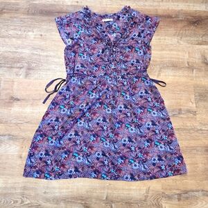 American Eagle Outfitters Purple and Blue Flutter Sleeve Large Sundress